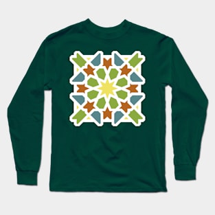 Land Sea and Stars Arabic Tiles Long Sleeve T-Shirt